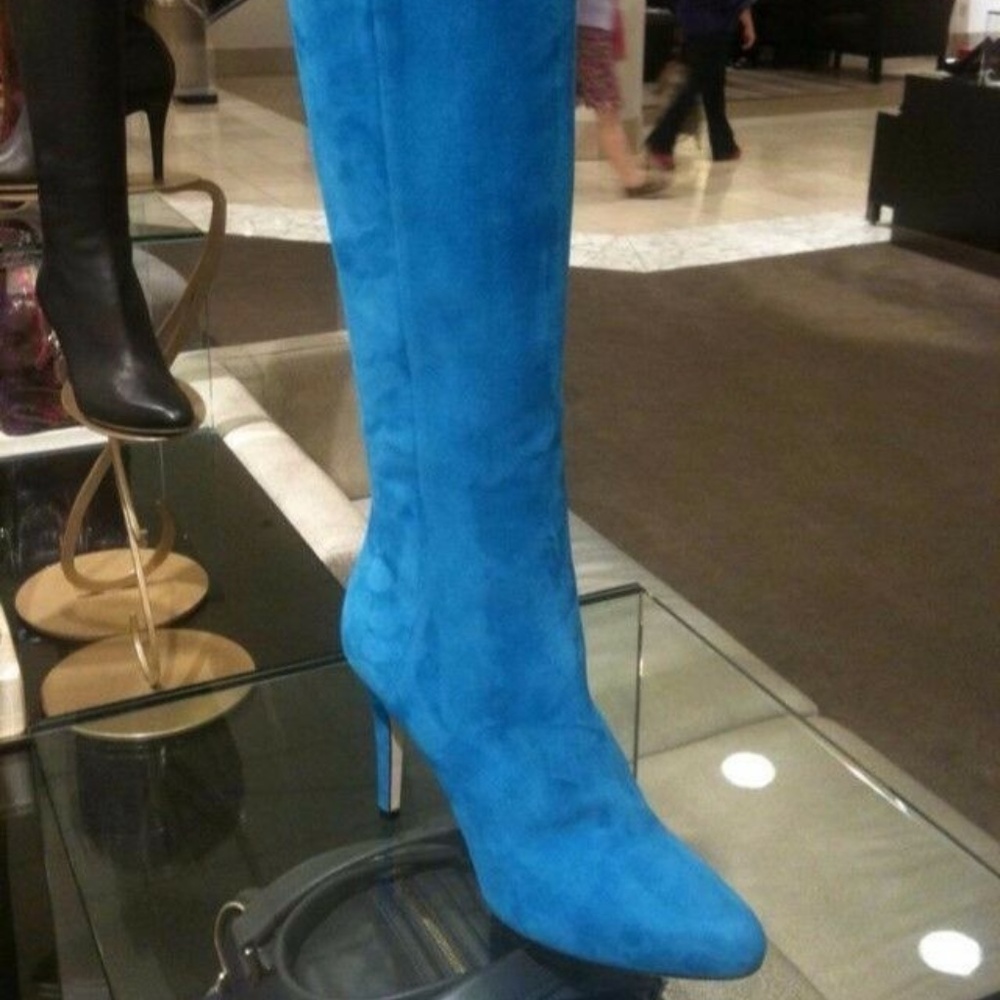 JIMMY CHOO BLUE SUEDE HIGH BOOTS SIZE 38.5